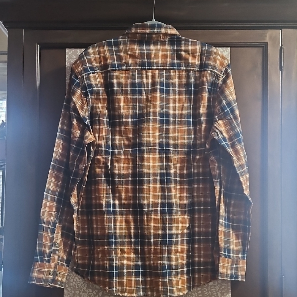 Sonoma Men's Plaid Super Soft Flannel  Button-Down Shirt - Brown and Blue. Large - Picture 5 of 5
